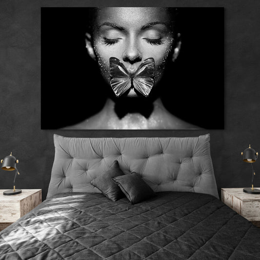 Tablou Canvas Sleeping Butterfly Black and White Panoply.ro