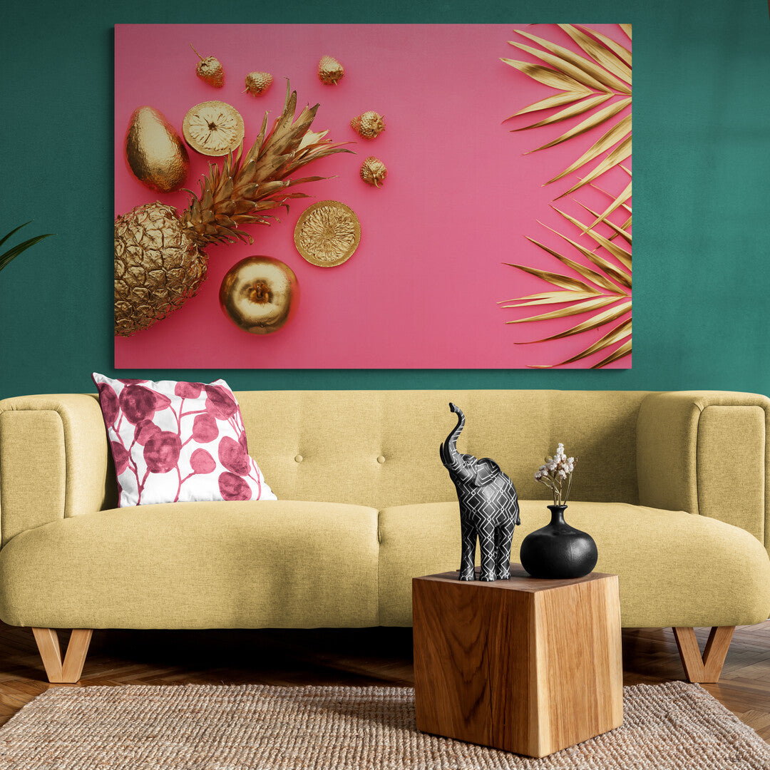 Tablou Canvas Pink and Gold Pineapple Panoply.ro