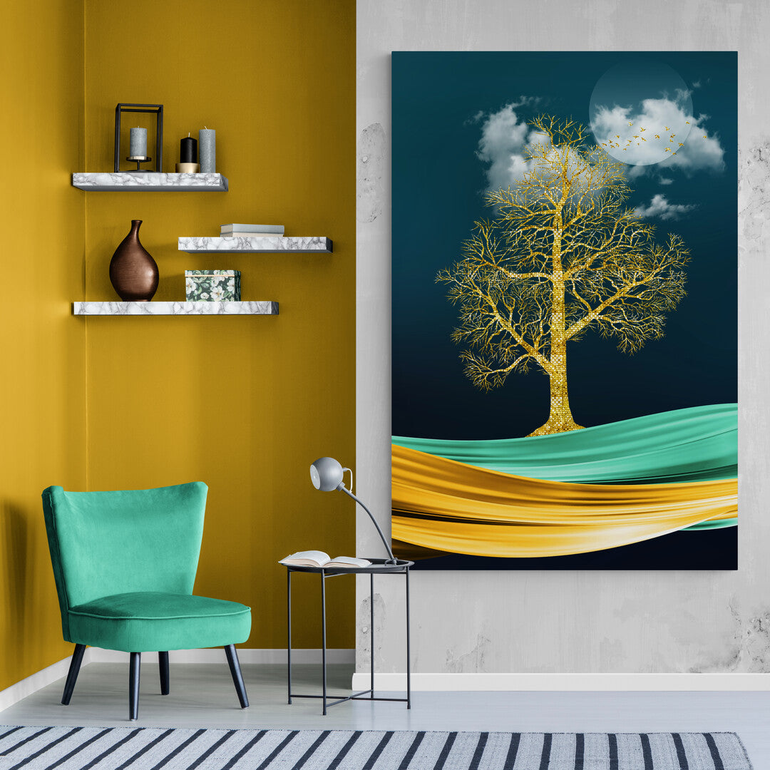 Tablou Canvas Copacul Vietii Auriu
