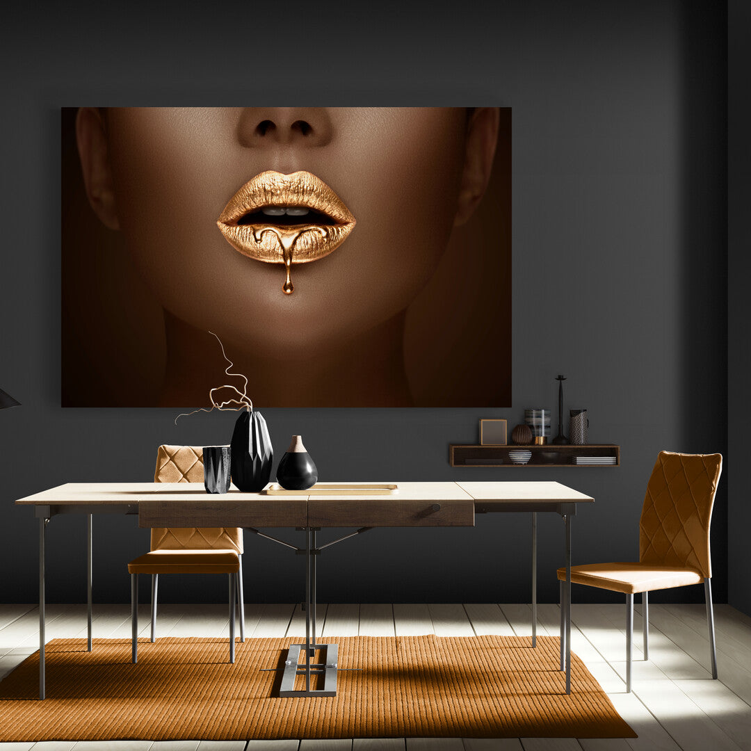 Tablou Canvas Pure Gold Lips Panoply.ro