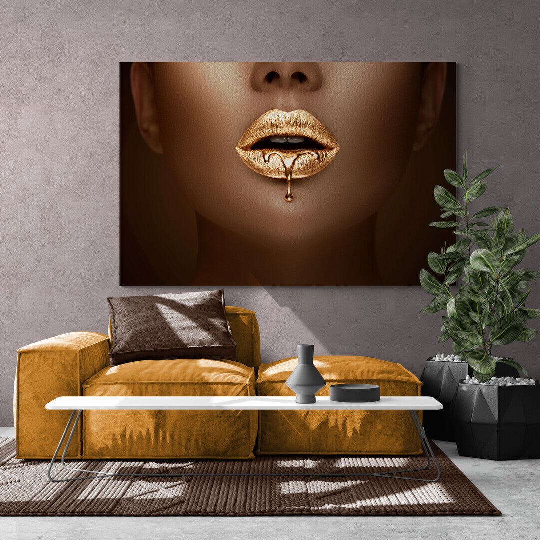 Tablou Canvas Pure Gold Lips