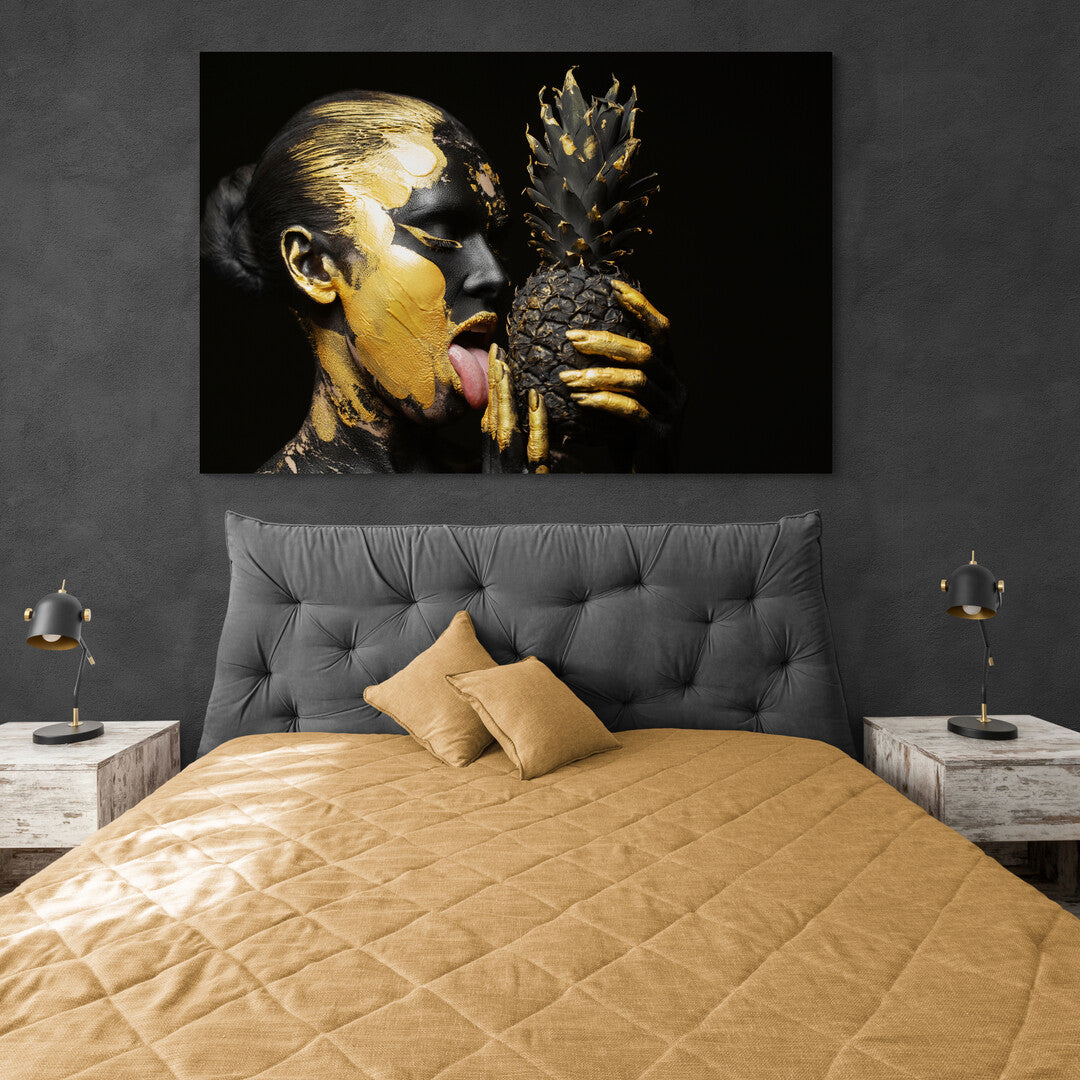Tablou Canvas Golden Pineaple Kiss