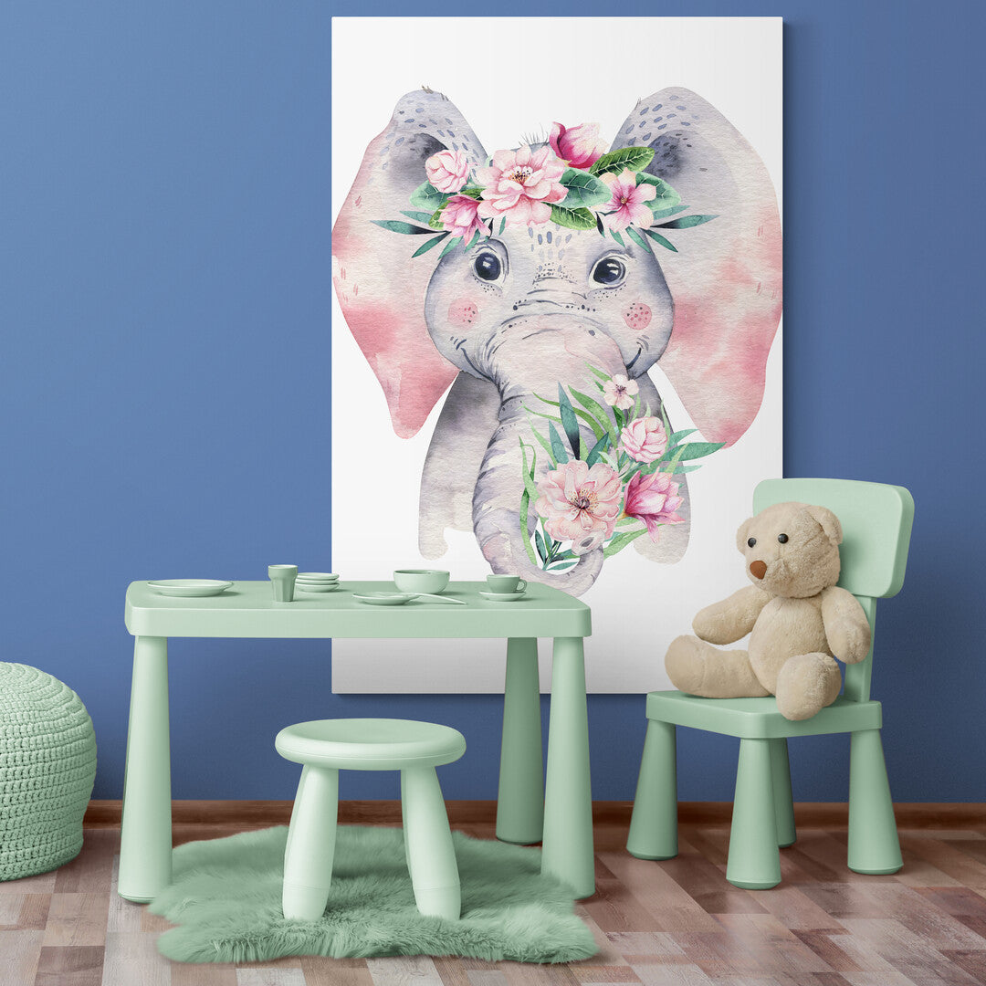 Tablou Canvas Elefantica Lola cu Flori